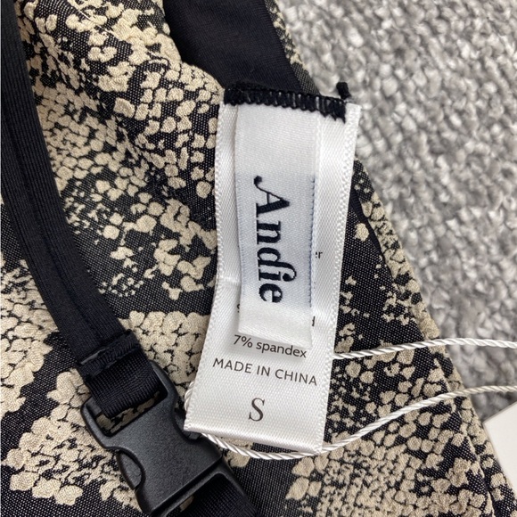 Andie Riviera Bikini Bottom Womens Small Black Cream Snake Belt Swim AB362-SNA-S - Picture 8 of 9